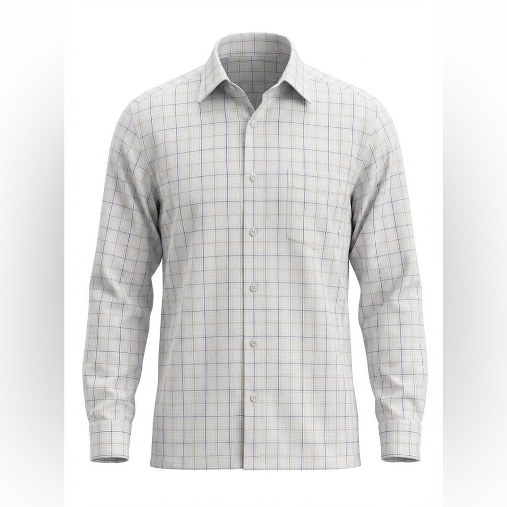 ERMENEGILDO ZEGNA MENS BUTTON DOWN SHIRT SIZE M SOFT LAVENDER WITH STRIPES